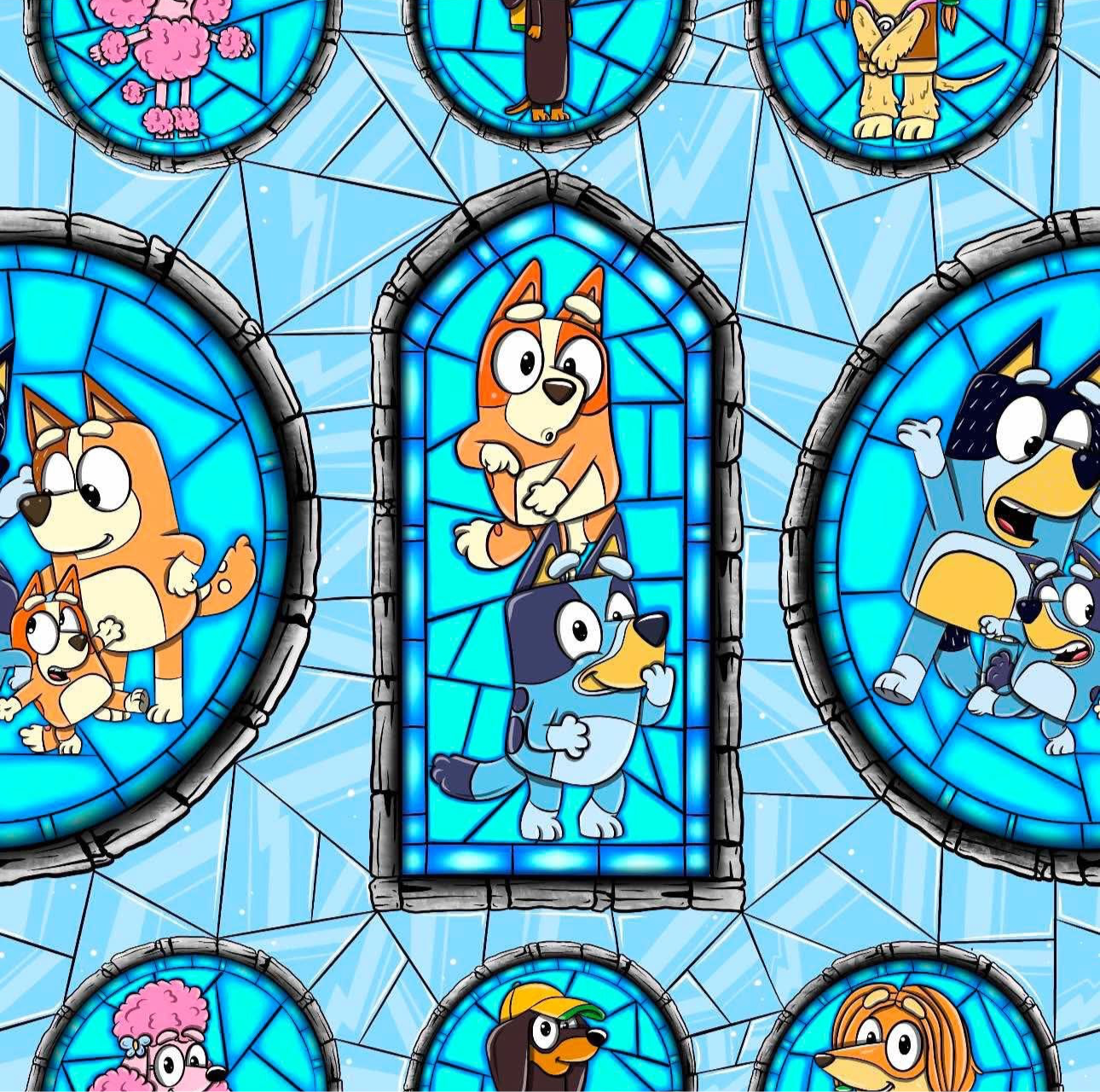 Blue dog stained glass